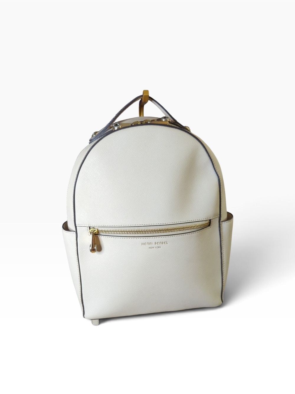 Henri Bendel Beige Saffiano Leather Jetsetter Convertible Backpack